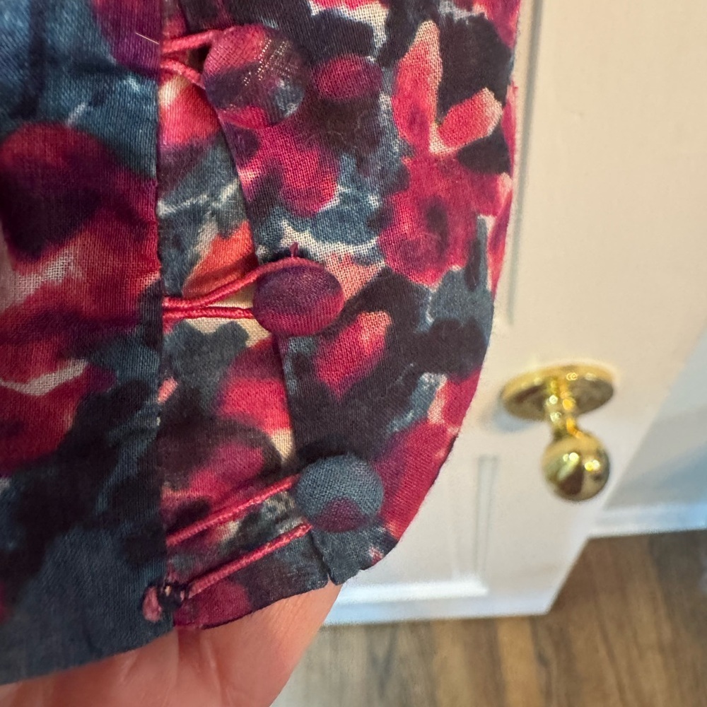 Anthropologie edmé & esyllte Floral Cotton Blouse Size 8 Puff Sleeve - Picture 6 of 9
